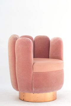 21st Century Sketch Gallery Charlotte Chair Pierre Frey Rose Velvet Rose Leather