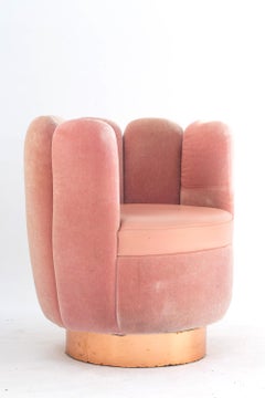 21st Century Sketch Gallery Charlotte Chair Pierre Frey Rose Velvet Rose Leather