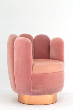 21st Century Sketch Gallery Charlotte Chair Pierre Frey Rose Velvet Rose Leather