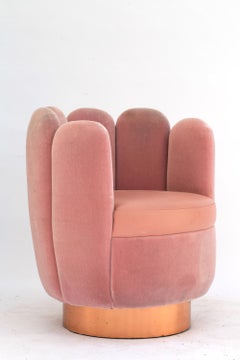 21st Century Sketch Gallery Charlotte Chair Pierre Frey Rose Velvet Rose Leather