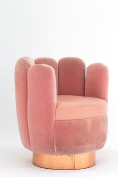 21st Century Sketch Gallery Charlotte Chair Pierre Frey Rose Velvet Rose Leather