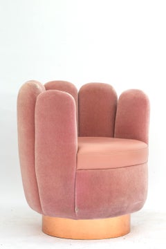 21st Century Sketch Gallery Charlotte Chair Pierre Frey Rose Velvet Rose Leather