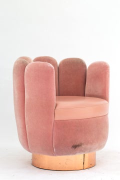 21st Century Sketch Gallery Charlotte Chair Pierre Frey Rose Velvet Rose Leather