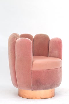 21st Century Sketch Gallery Charlotte Chair Pierre Frey Rose Velvet Rose Leather