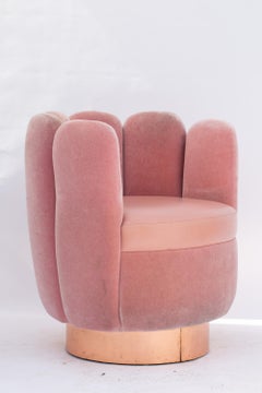 21st Century Sketch Gallery Charlotte Chair Pierre Frey Rose Velvet Rose Leather