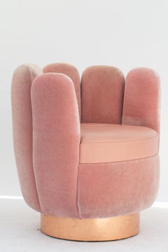21st Century Sketch Gallery Charlotte Chair Pierre Frey Rose Velvet Rose Leather