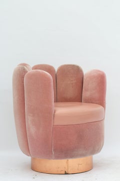 21st Century Sketch Gallery Charlotte Chair Pierre Frey Rose Velvet Rose Leather