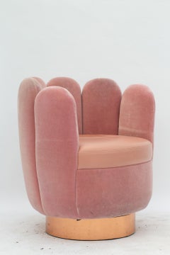 21st Century Sketch Gallery Charlotte Chair Pierre Frey Rose Velvet Rose Leather