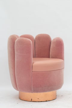 21st Century Sketch Gallery Charlotte Chair Pierre Frey Rose Velvet Rose Leather