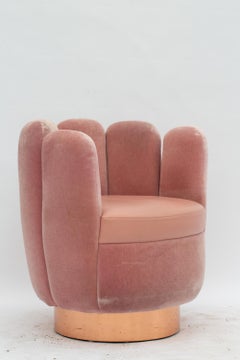 21st Century Sketch Gallery Charlotte Chair Pierre Frey Rose Velvet Rose Leather