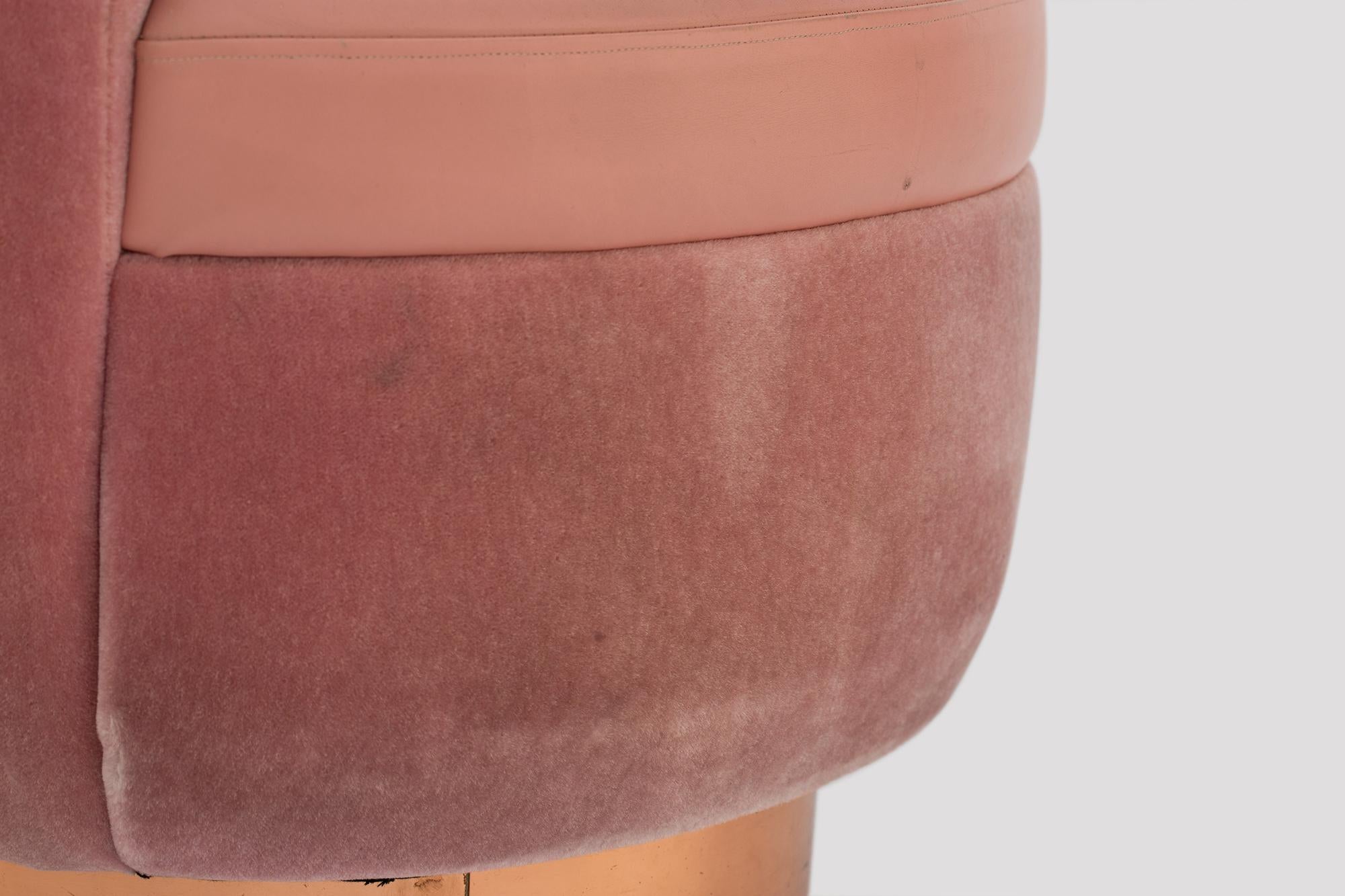 French 21st Century Sketch Gallery Charlotte Chair Pierre Frey Rose Velvet Rose Leather