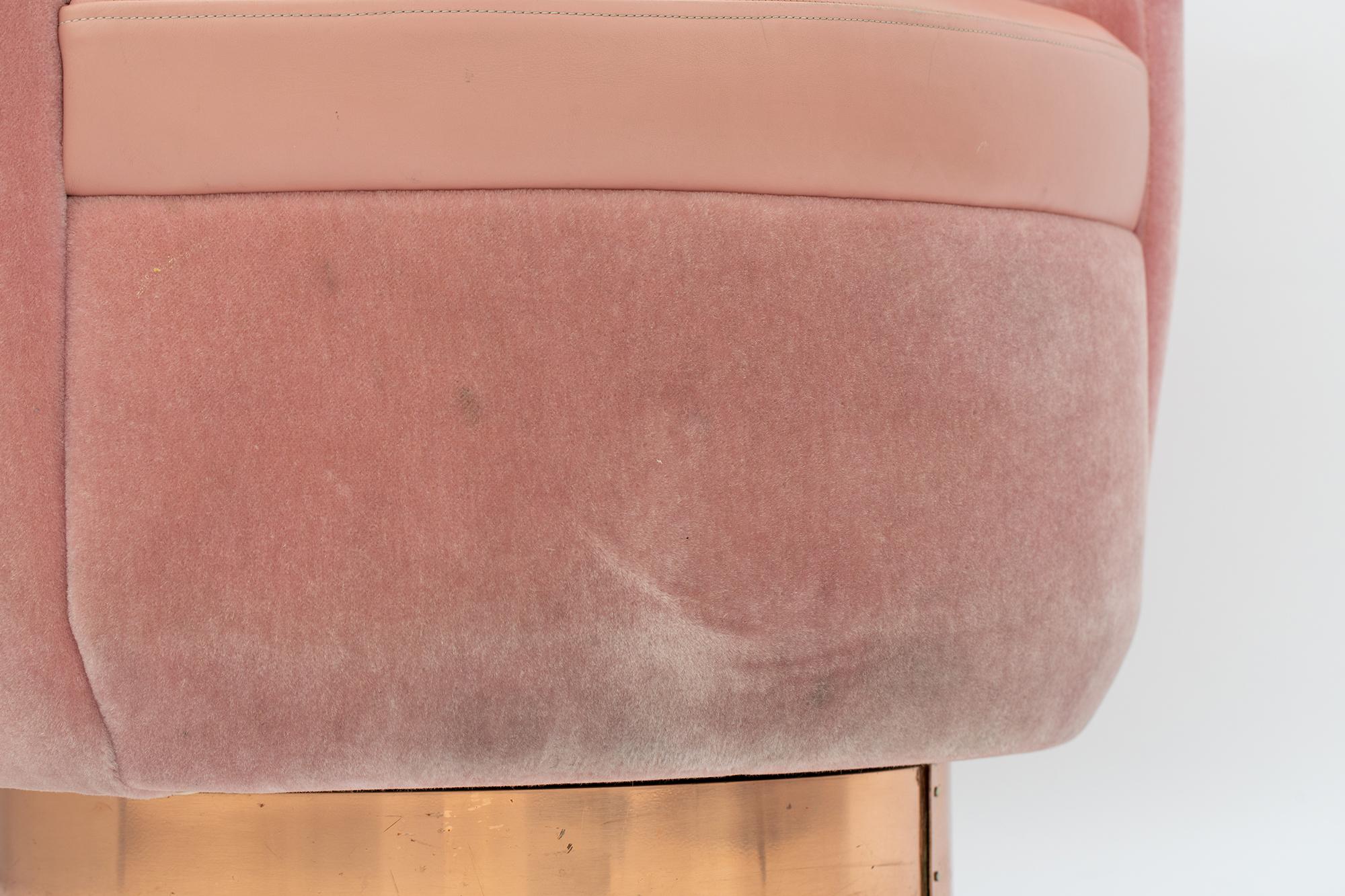 French 21st Century Sketch Gallery Charlotte Chair Pierre Frey Rose Velvet Rose Leather