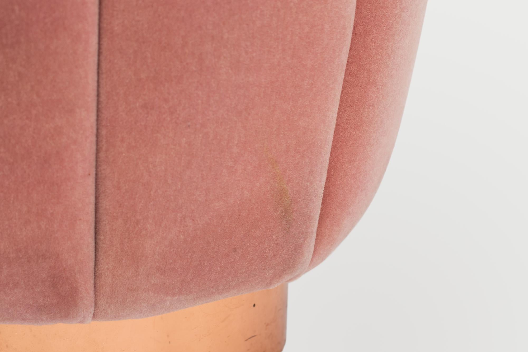 21st Century Sketch Gallery Charlotte Chair Pierre Frey Rose Velvet Rose Leather In Good Condition In London, GB