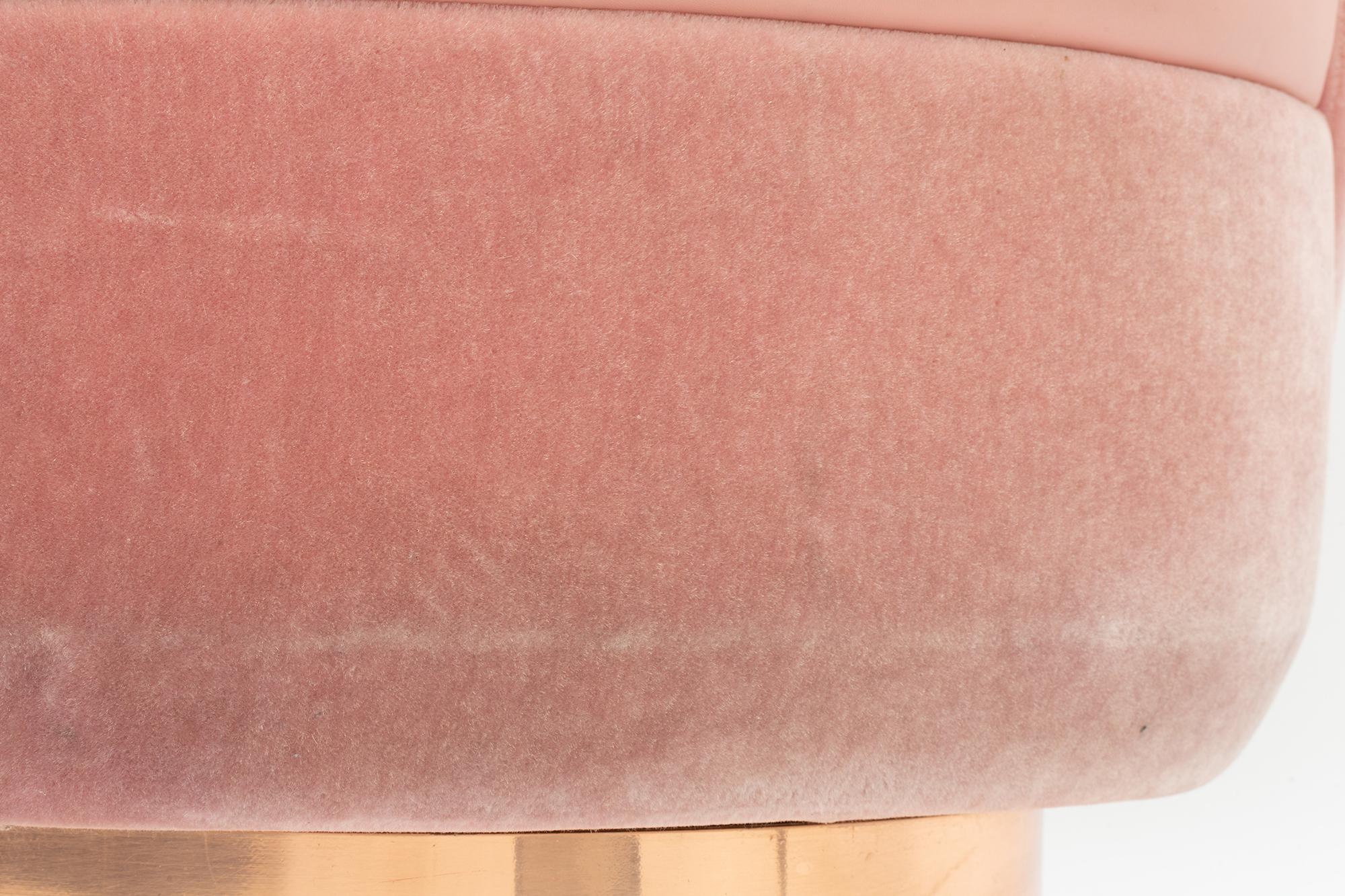 21st Century Sketch Gallery Charlotte Chair Pierre Frey Rose Velvet Rose Leather In Good Condition In London, GB