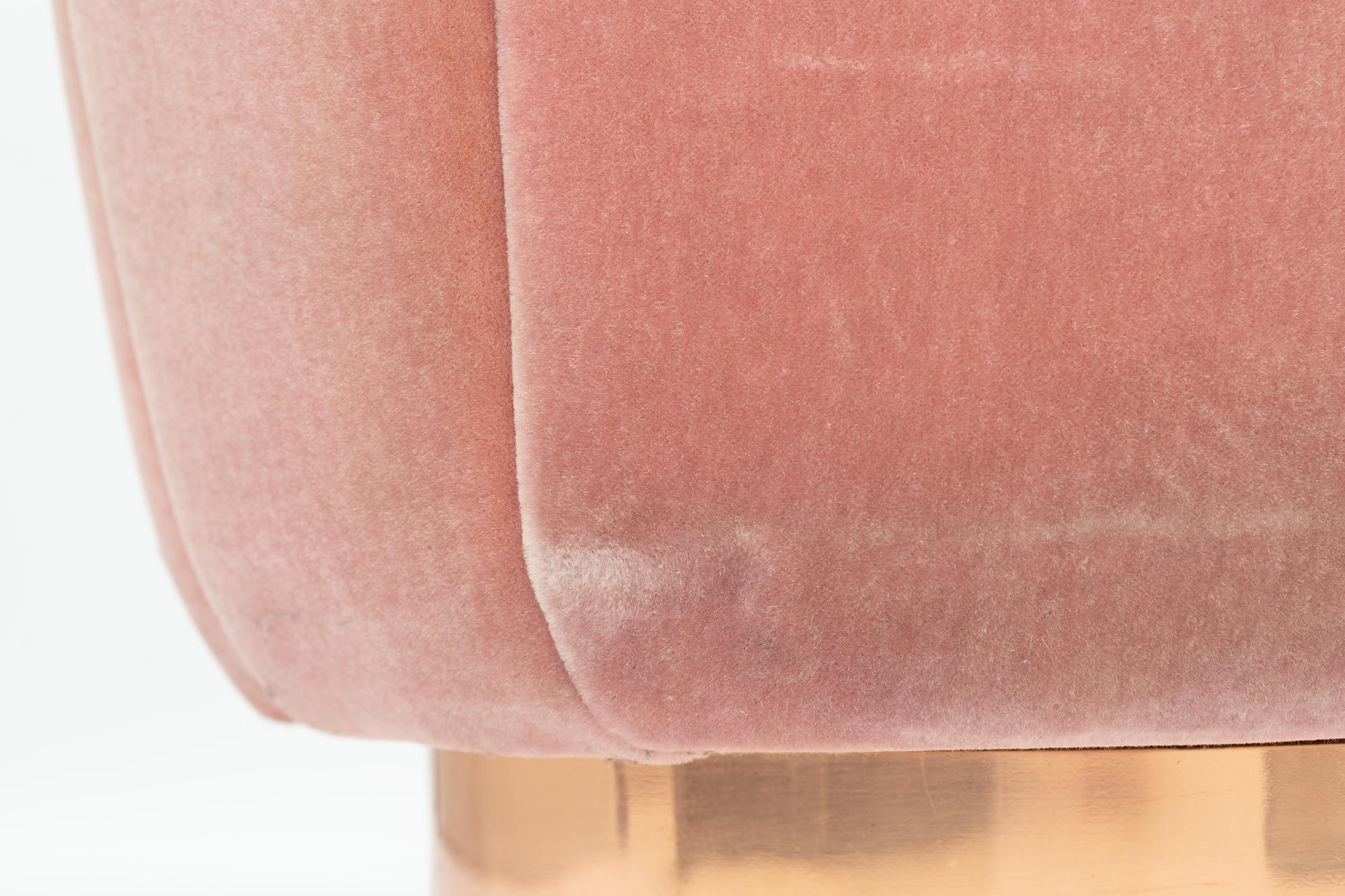 Contemporary 21st Century Sketch Gallery Charlotte Chair Pierre Frey Rose Velvet Rose Leather