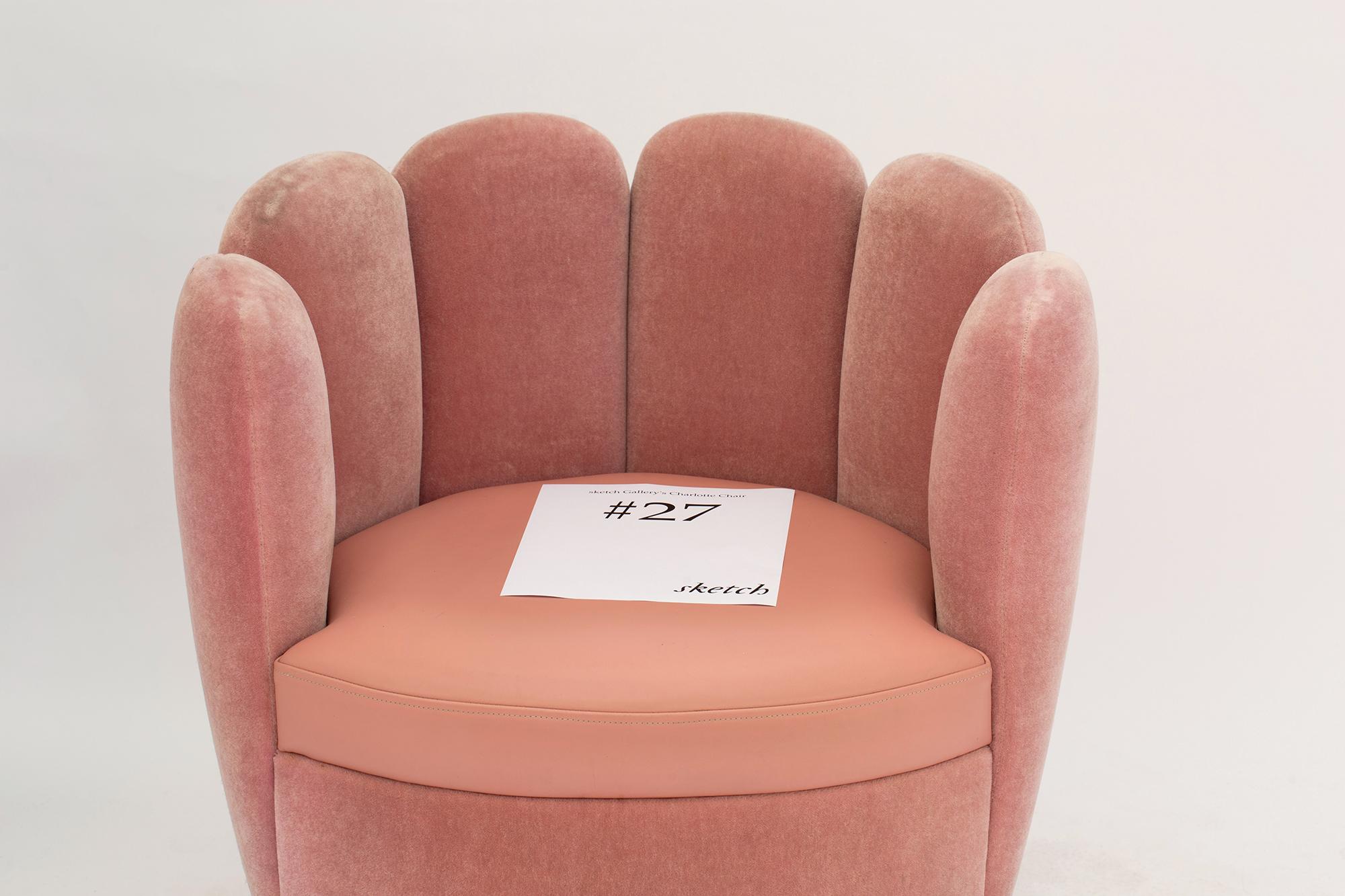 Copper 21st Century Sketch Gallery Charlotte Chair Pierre Frey Rose Velvet Rose Leather