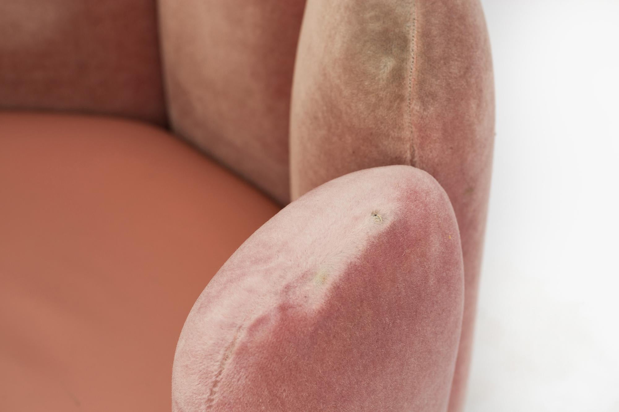 21st Century Sketch Gallery Charlotte Chair Pierre Frey Rose Velvet Rose Leather 1