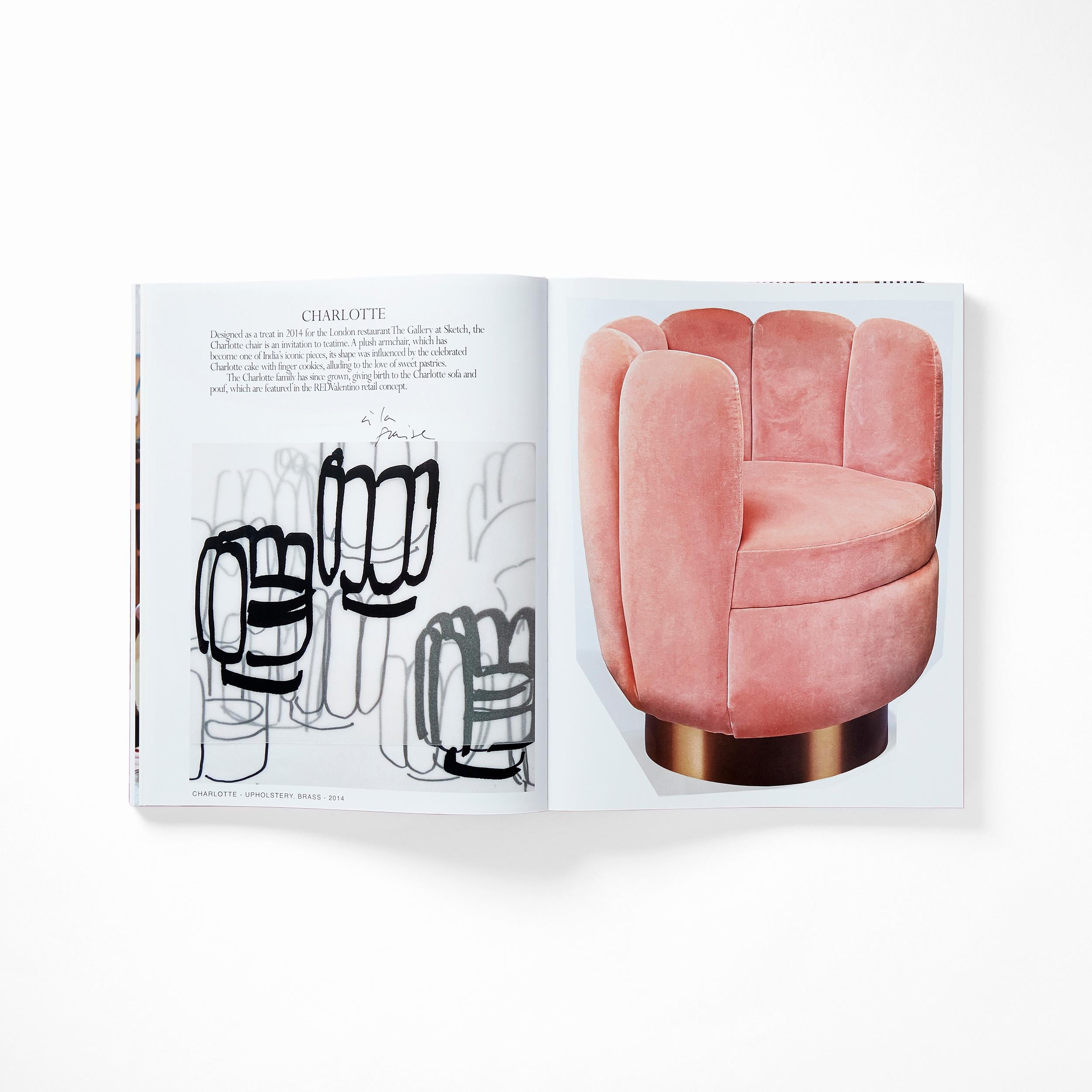 21st Century Sketch Gallery Charlotte Chair Pierre Frey Rose Velvet Rose Leather 1