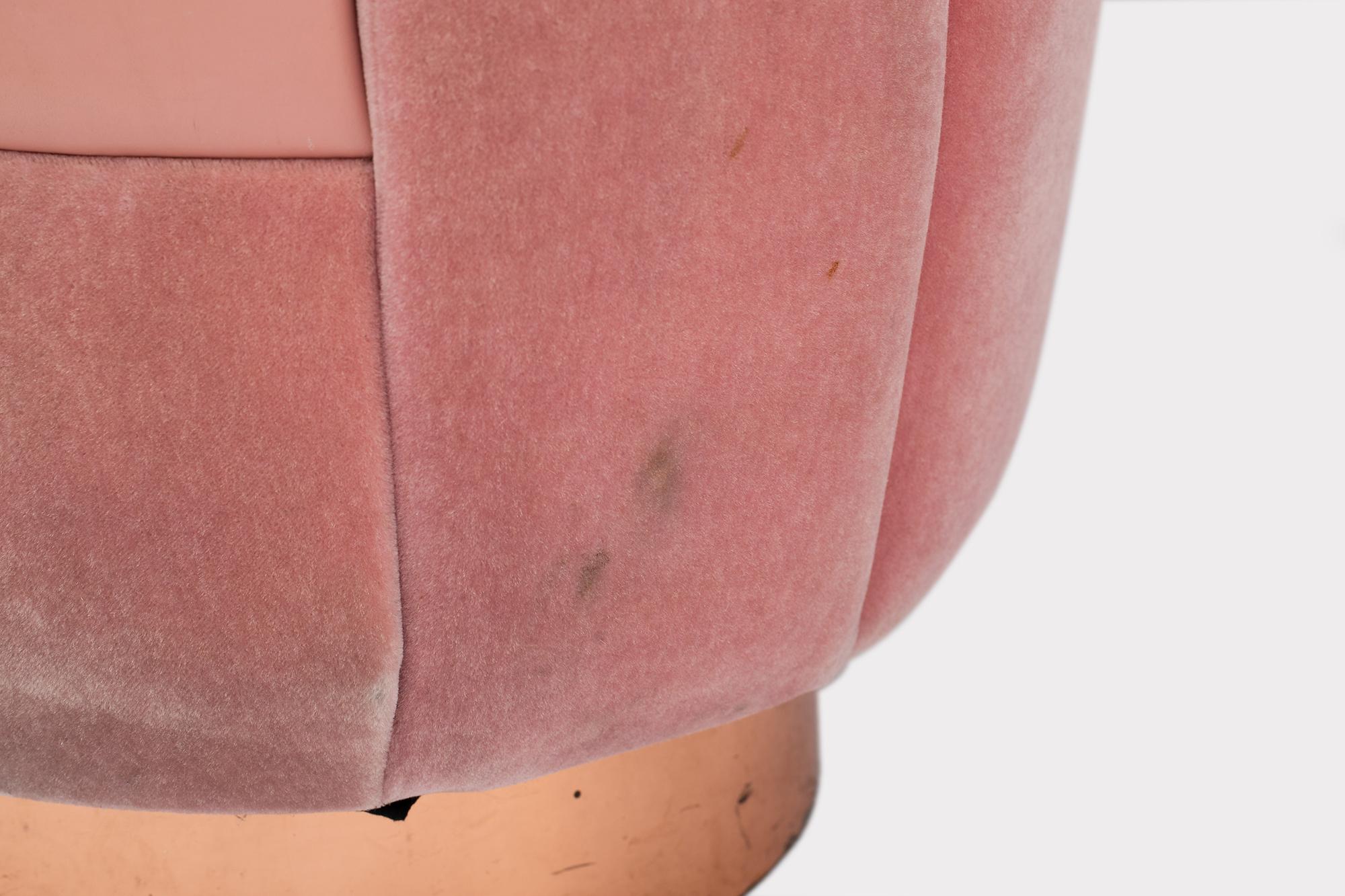 21st Century Sketch Gallery Charlotte Chair Pierre Frey Rose Velvet Rose Leather 2