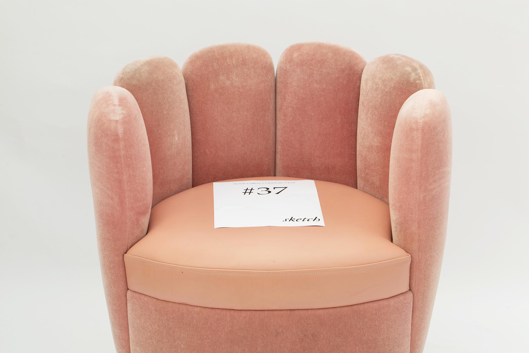 21st Century Sketch Gallery Charlotte Chair Pierre Frey Rose Velvet Rose Leather 3