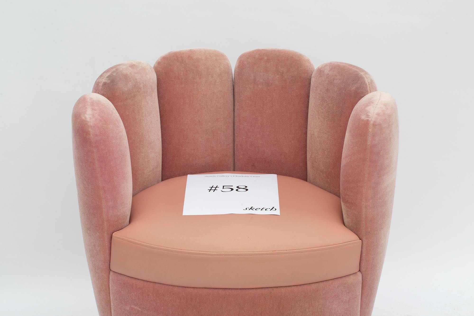 21st Century Sketch Gallery Charlotte Chair Pierre Frey Rose Velvet Rose Leather 3