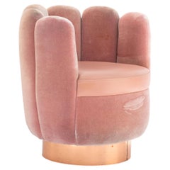 21st Century Sketch Gallery Charlotte Chair Pierre Frey Rose Velvet Rose Leather