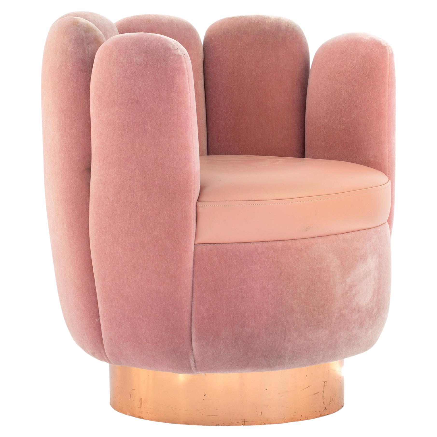 21st Century Sketch Gallery Charlotte Chair Pierre Frey Rose Velvet Rose Leather