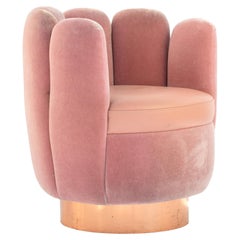 Used 21st Century Sketch Gallery Charlotte Chair Pierre Frey Rose Velvet Rose Leather