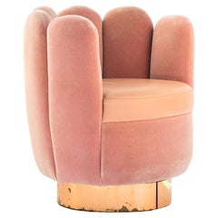 Used 21st Century Sketch Gallery Charlotte Chair Pierre Frey Rose Velvet Rose Leather