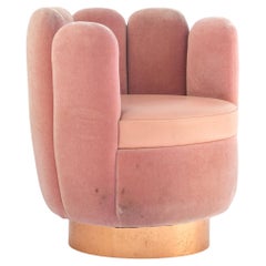 21st Century Sketch Gallery Charlotte Chair Pierre Frey Rose Velvet Rose Leather