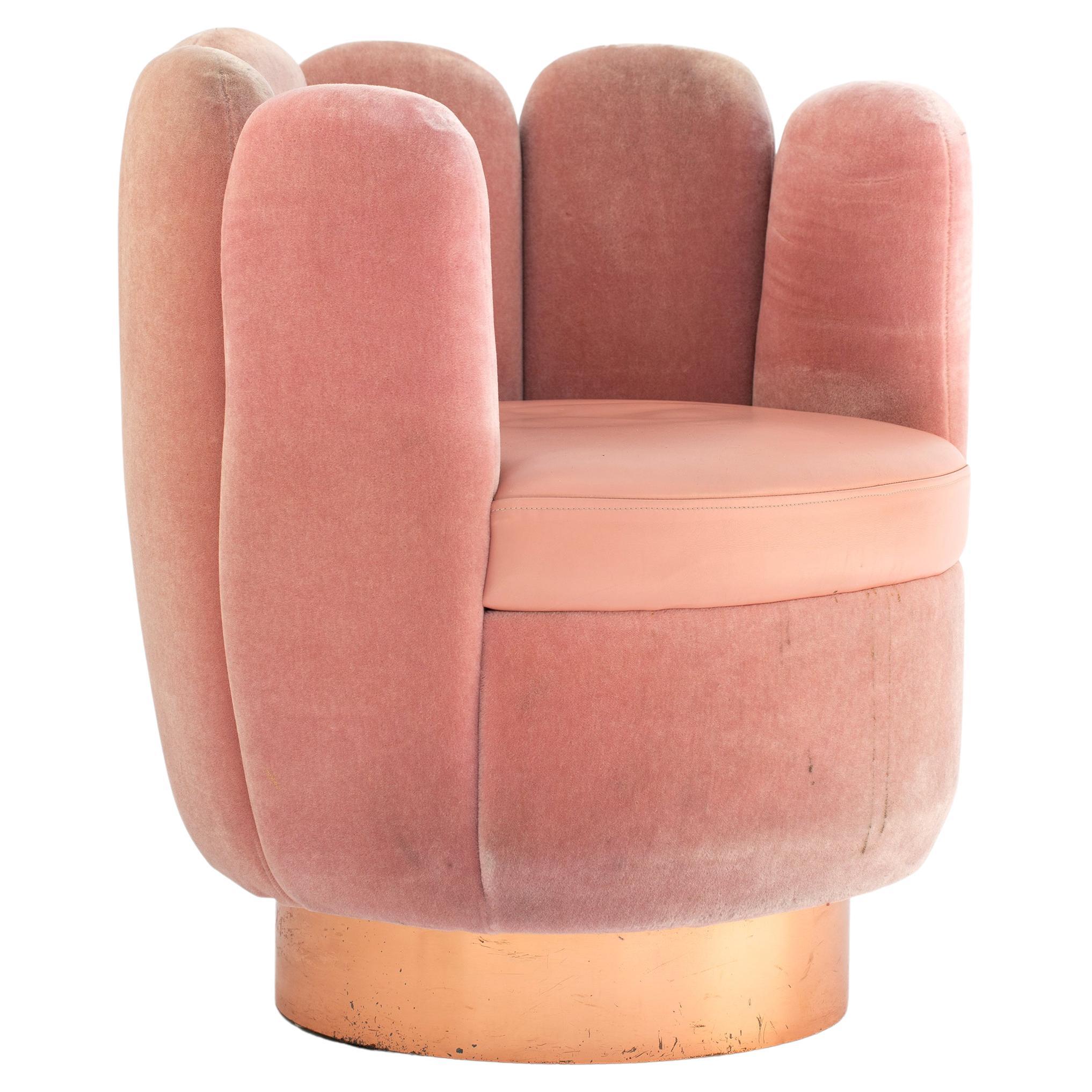 21st Century Sketch Gallery Charlotte Chair Pierre Frey Rose Velvet Rose Leather