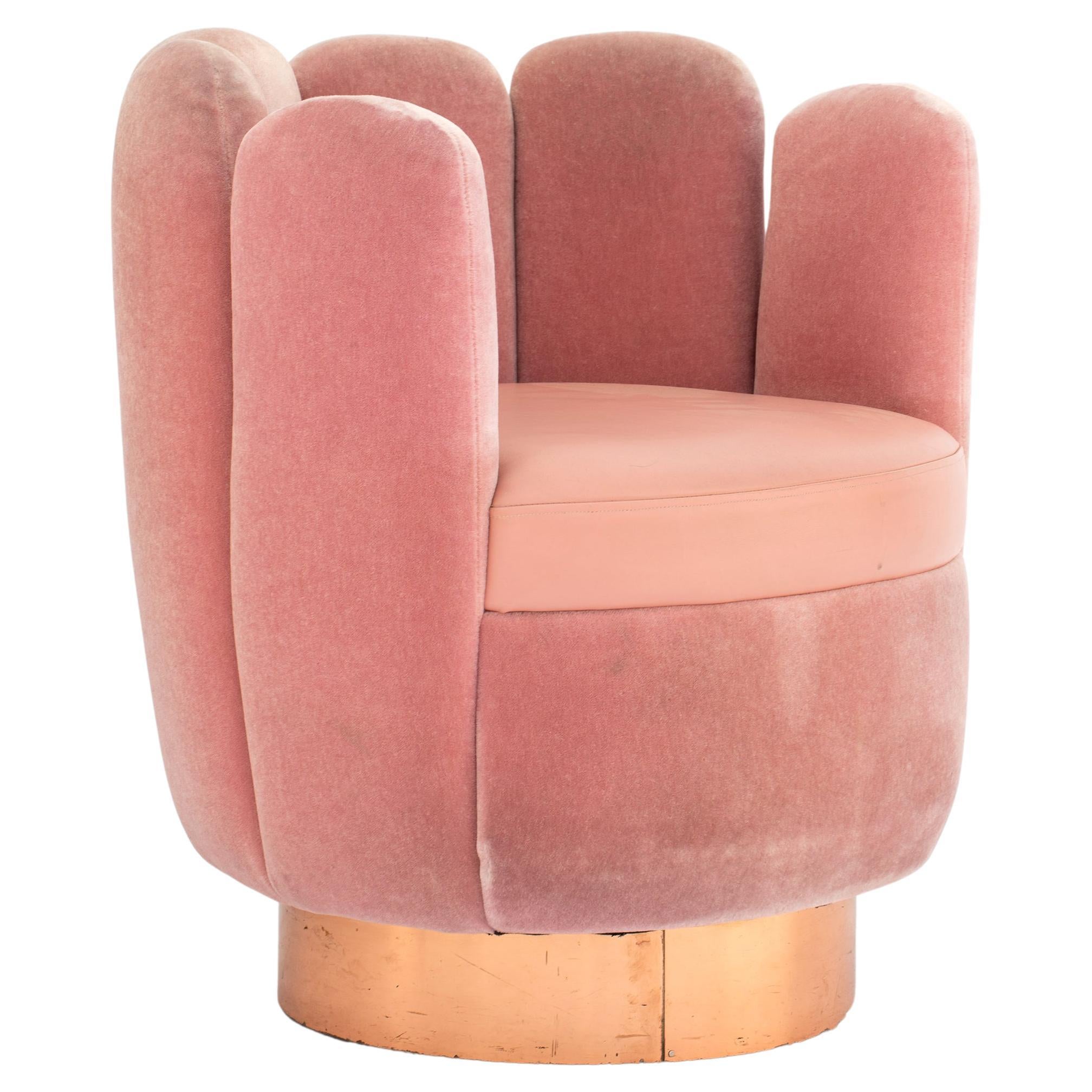 21st Century Sketch Gallery Charlotte Chair Pierre Frey Rose Velvet Rose Leather