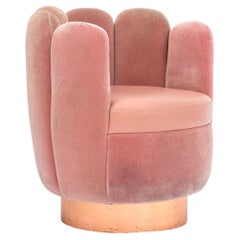 21st Century Sketch Gallery Charlotte Chair Pierre Frey Rose Velvet Rose Leather