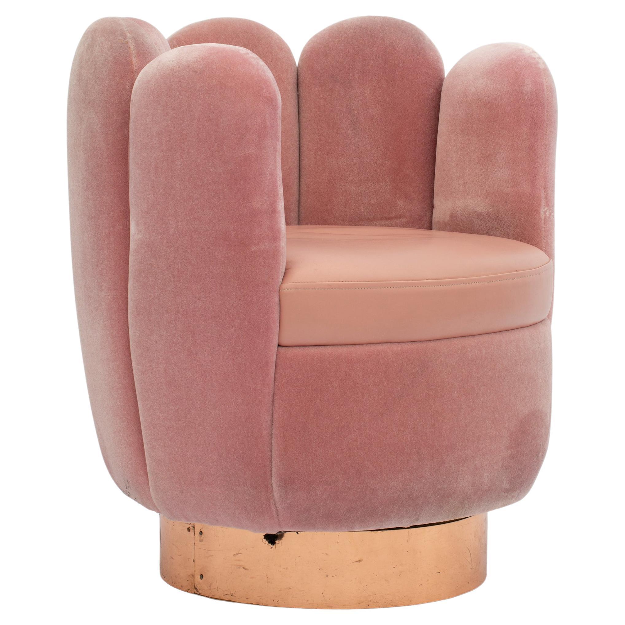 21st Century Sketch Gallery Charlotte Chair Pierre Frey Rose Velvet Rose Leather