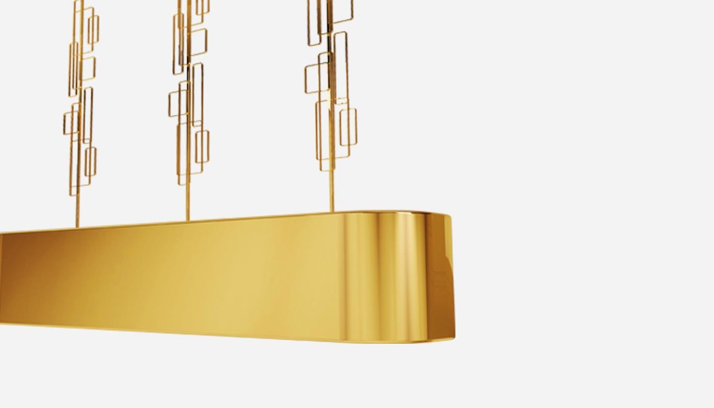 21st Century Skyscraper Suspension Lamp Polished Brass For Sale 1