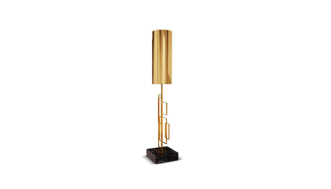 Portuguese 21st Century Skyscraper Table Lamp Brushed Brass For Sale