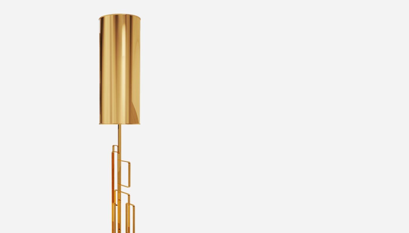 XXIe siècle et contemporain Lampe de bureau gratte-ciel du XXIe siècle en laiton brossé en vente