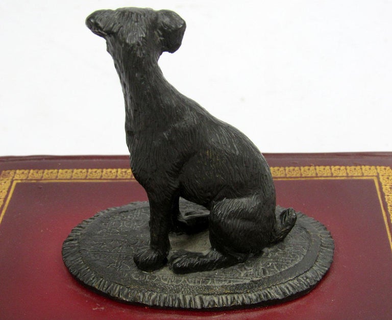 21st Century Small Dog Sculpture on Faux Book For Sale at 1stDibs