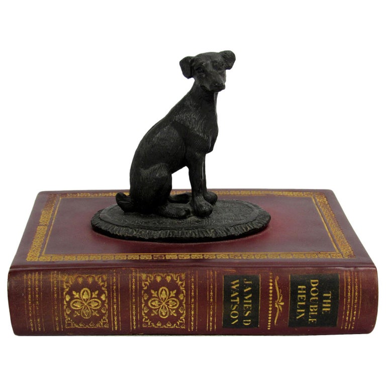 21st Century Small Dog Sculpture on Faux Book For Sale at 1stDibs