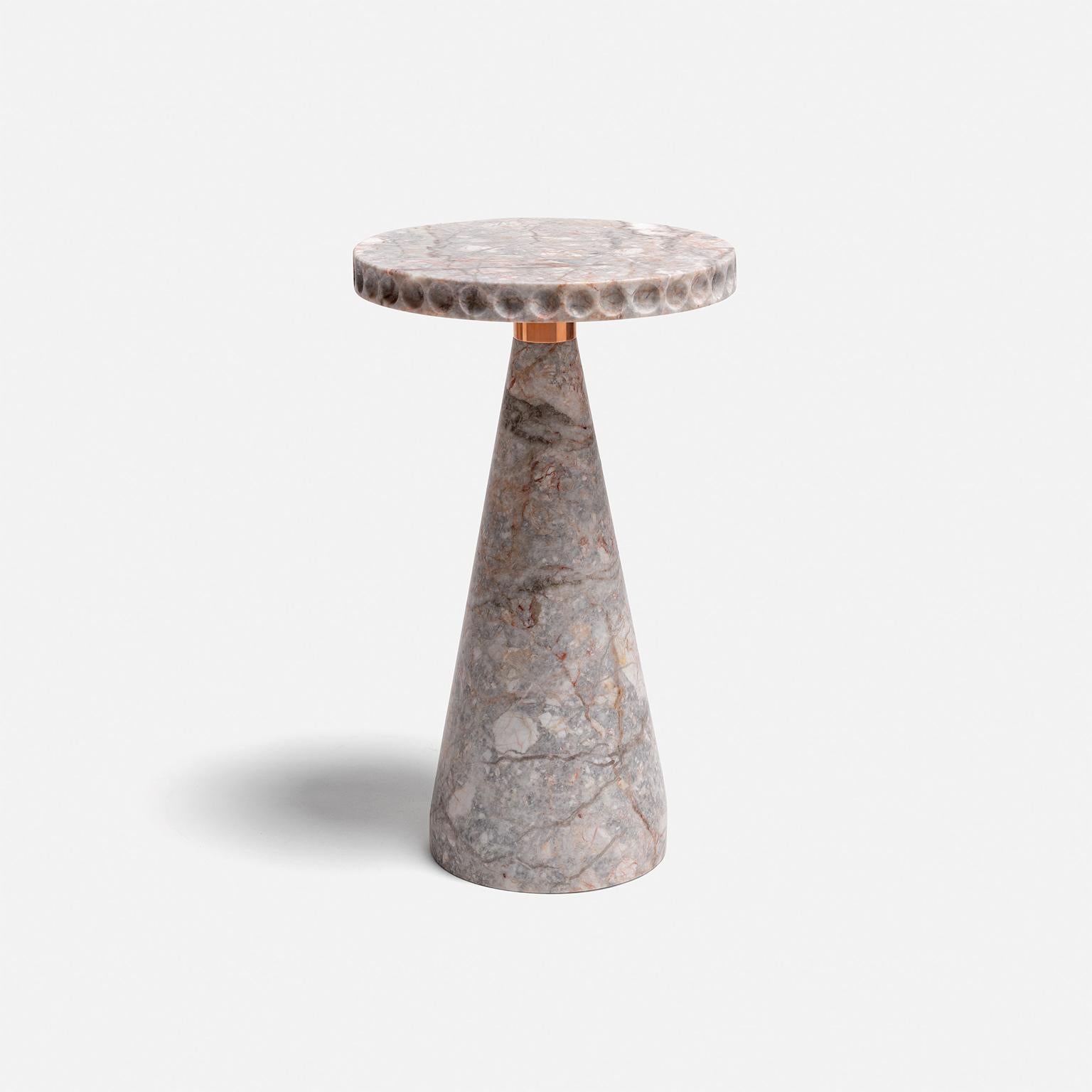 Modern 21st Century Small Mirage Coffee Table in Marble and Copper