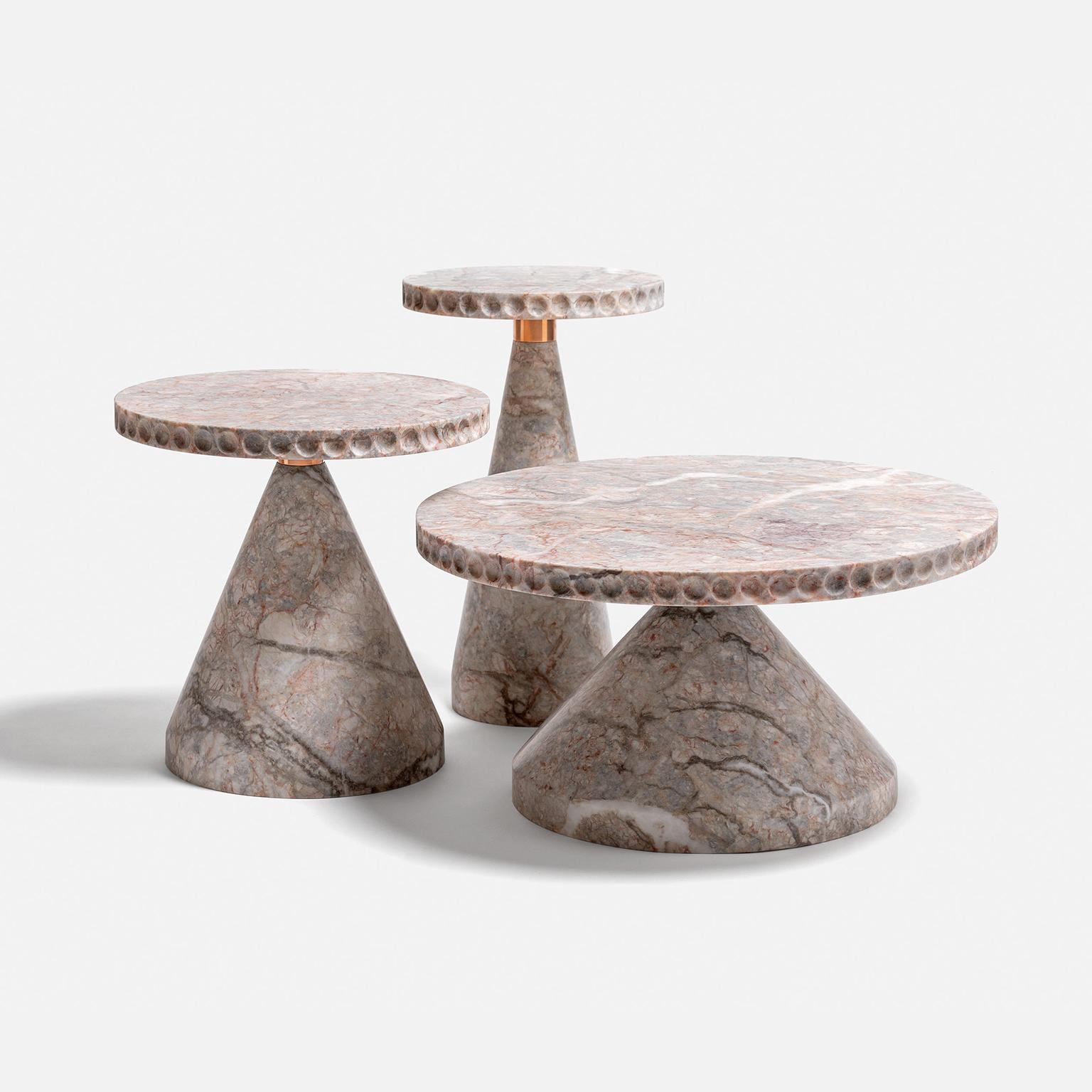 Italian 21st Century Small Mirage Coffee Table in Marble and Copper