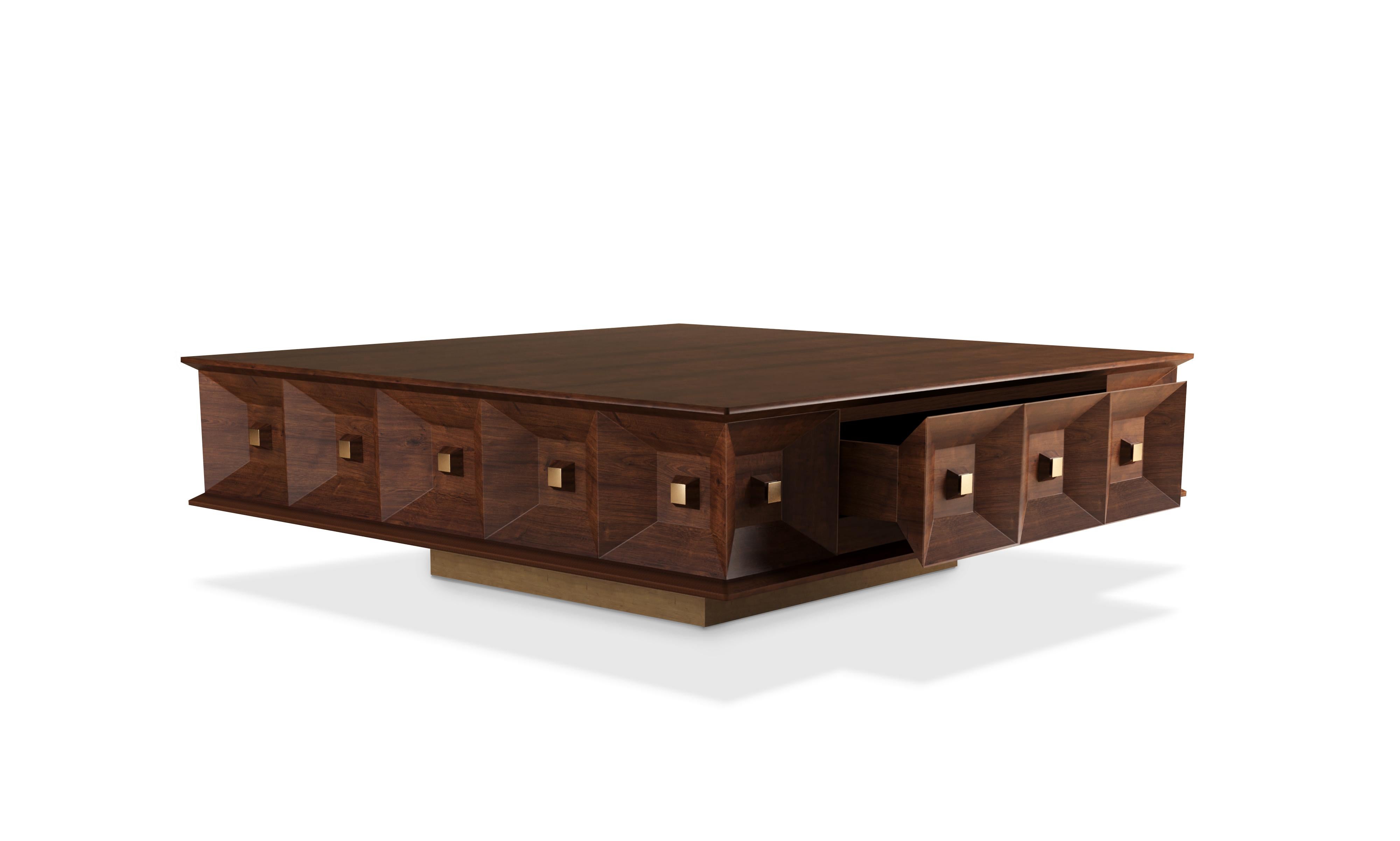 Smith Center Table Walnut Wood Made in Portugal By Wood Tailors In New Condition For Sale In RIO TINTO, PT