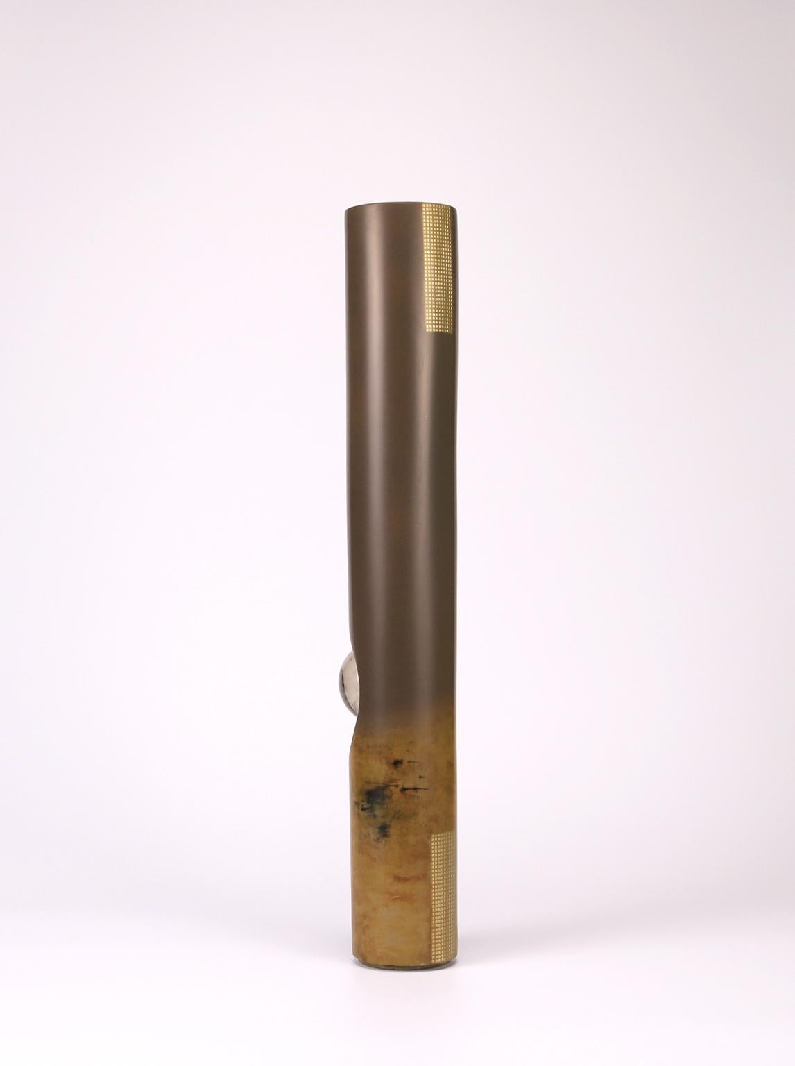 21st Century, Smoky Crystal, Gold Inlay, Abstract painting, Lacquered Vase (Moderne) im Angebot