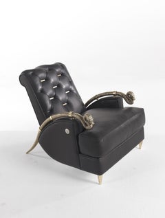 21st Century Snake Armchair in Black Leather by Roberto Cavalli Home Interiors