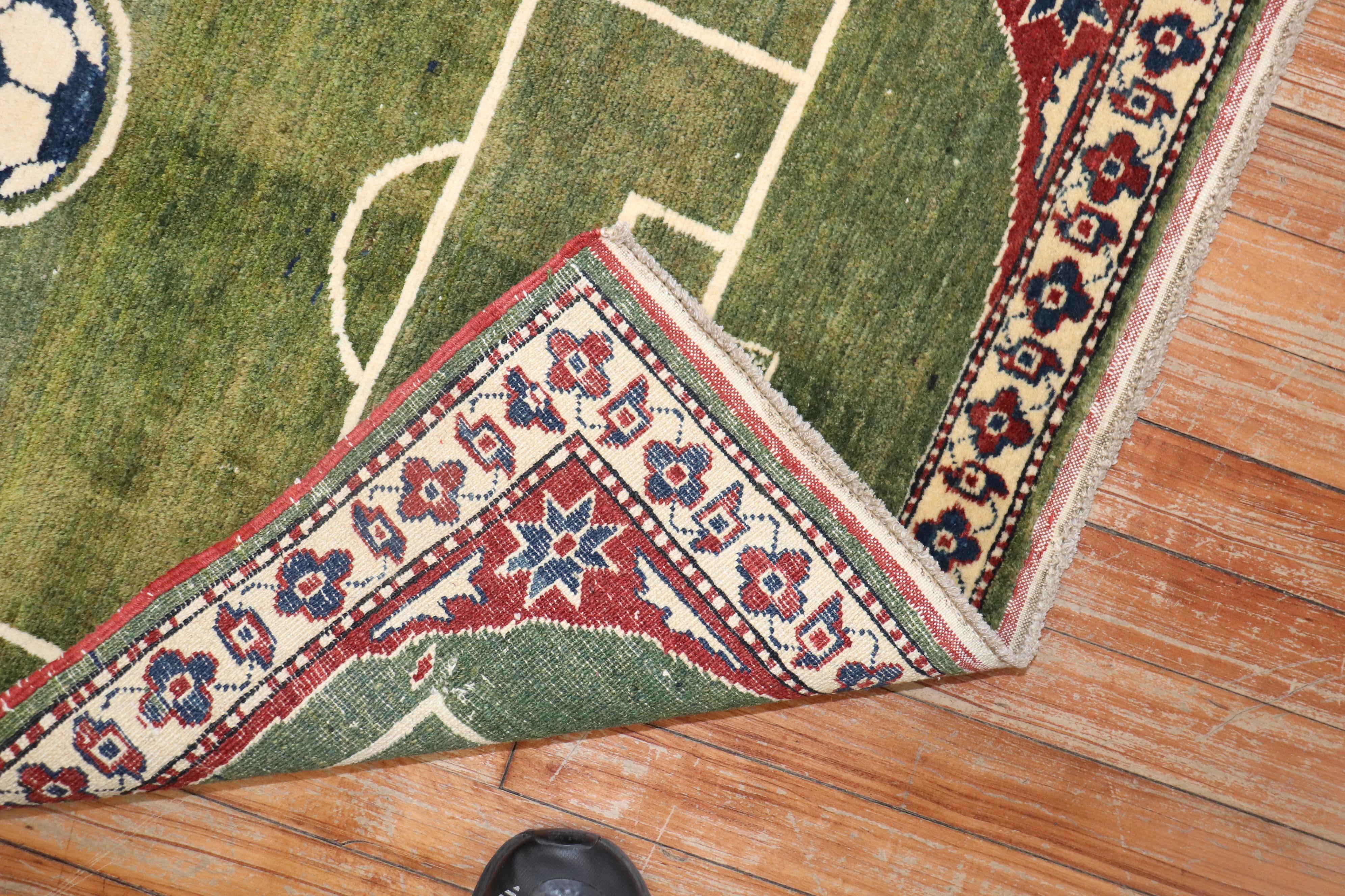 Hand-Knotted 21st Century Soccer Stadium Pattern Rug For Sale