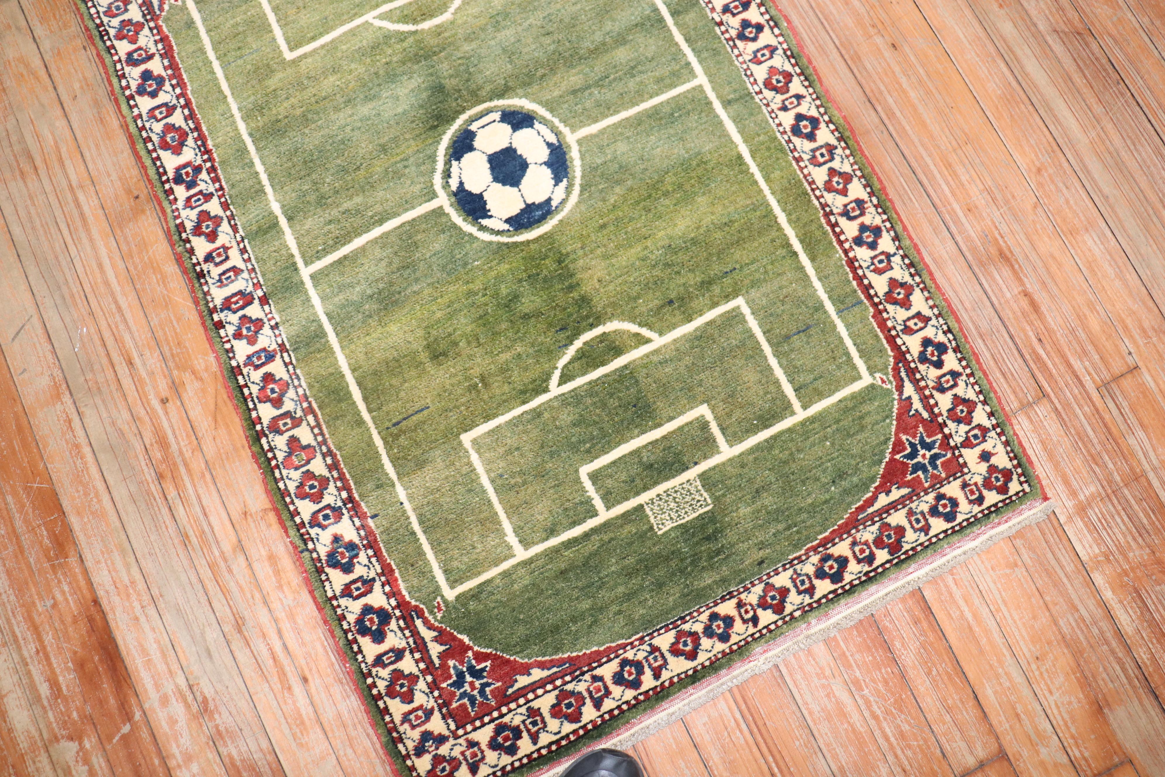 21st Century Soccer Stadium Pattern Rug In Excellent Condition For Sale In New York, NY