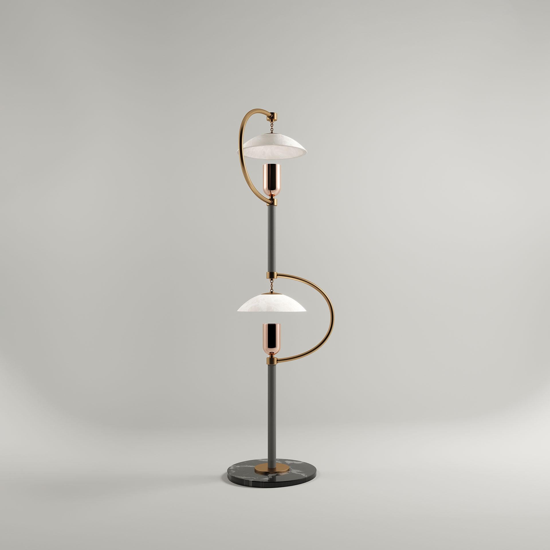 Sofo Stehlampe aus Messing und Marmor und Alabaster von Creativemary, 21. Jahrhundert (Gebürstet) im Angebot