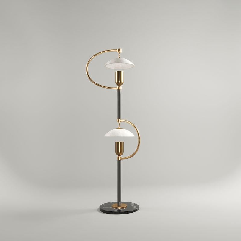 21st Century Sofo Floor Lamp Brass Marble Alabaster by Creativemary In New Condition For Sale In RIO TINTO, PT