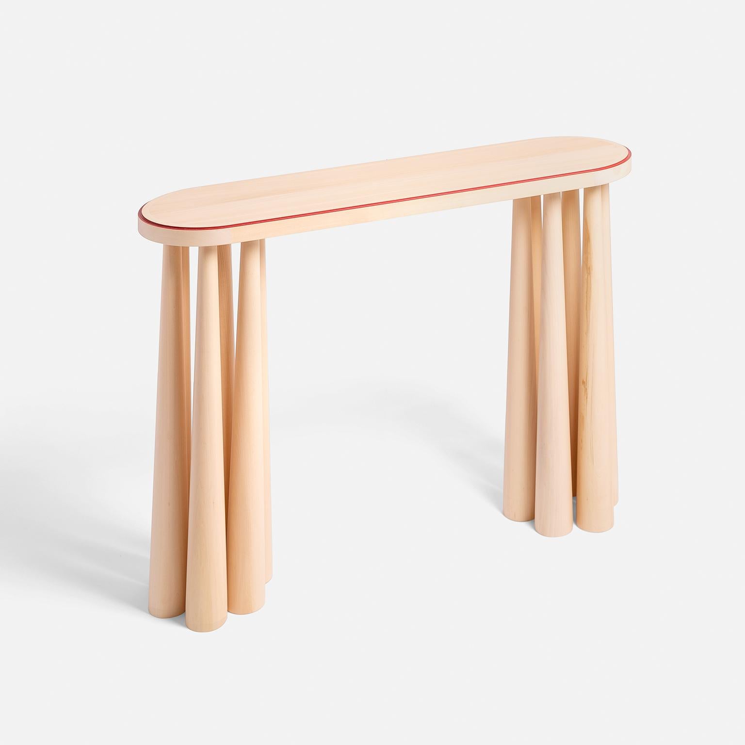 Modern 21st Century Solid Linden Wood Console