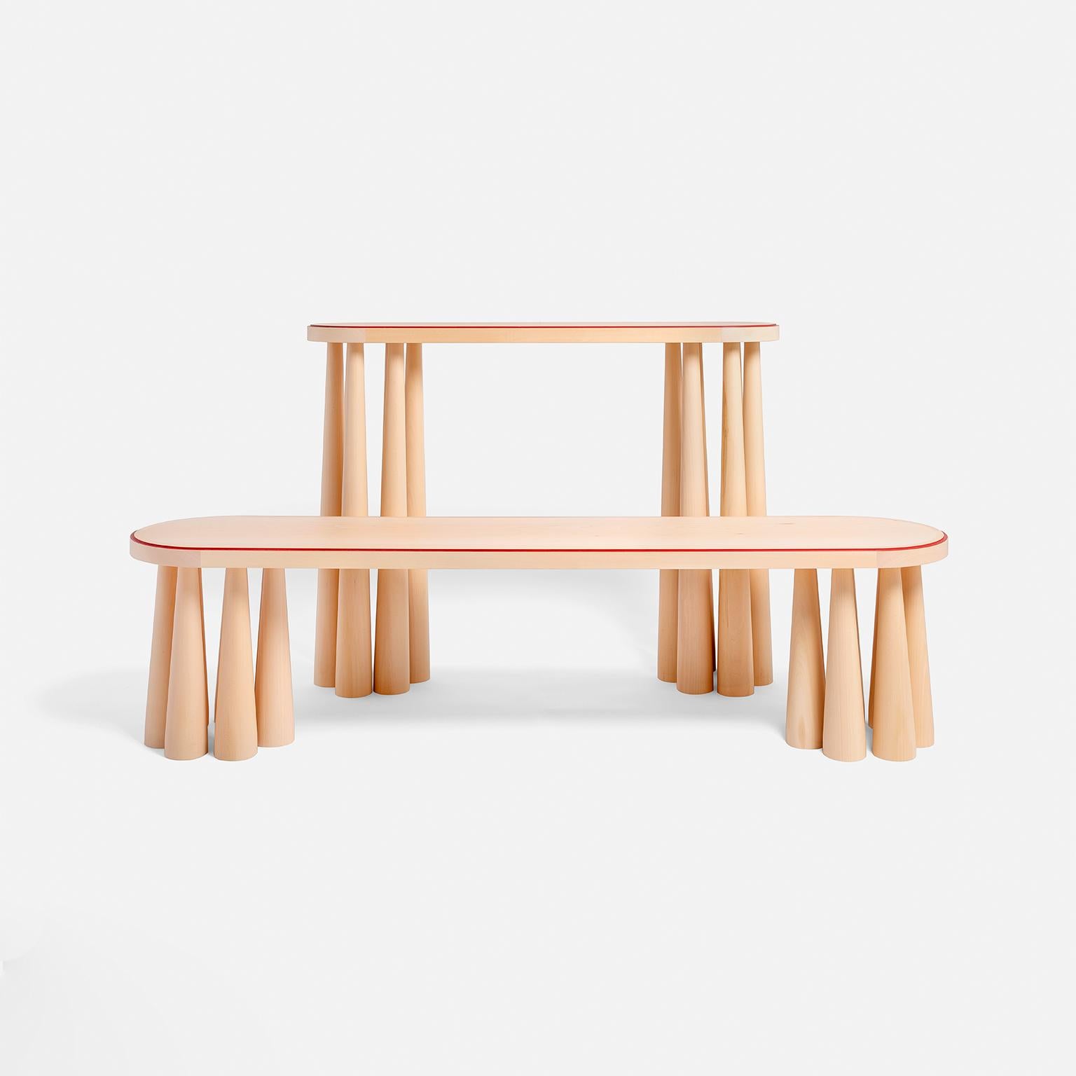 Contemporary 21st Century Solid Linden Wood Console